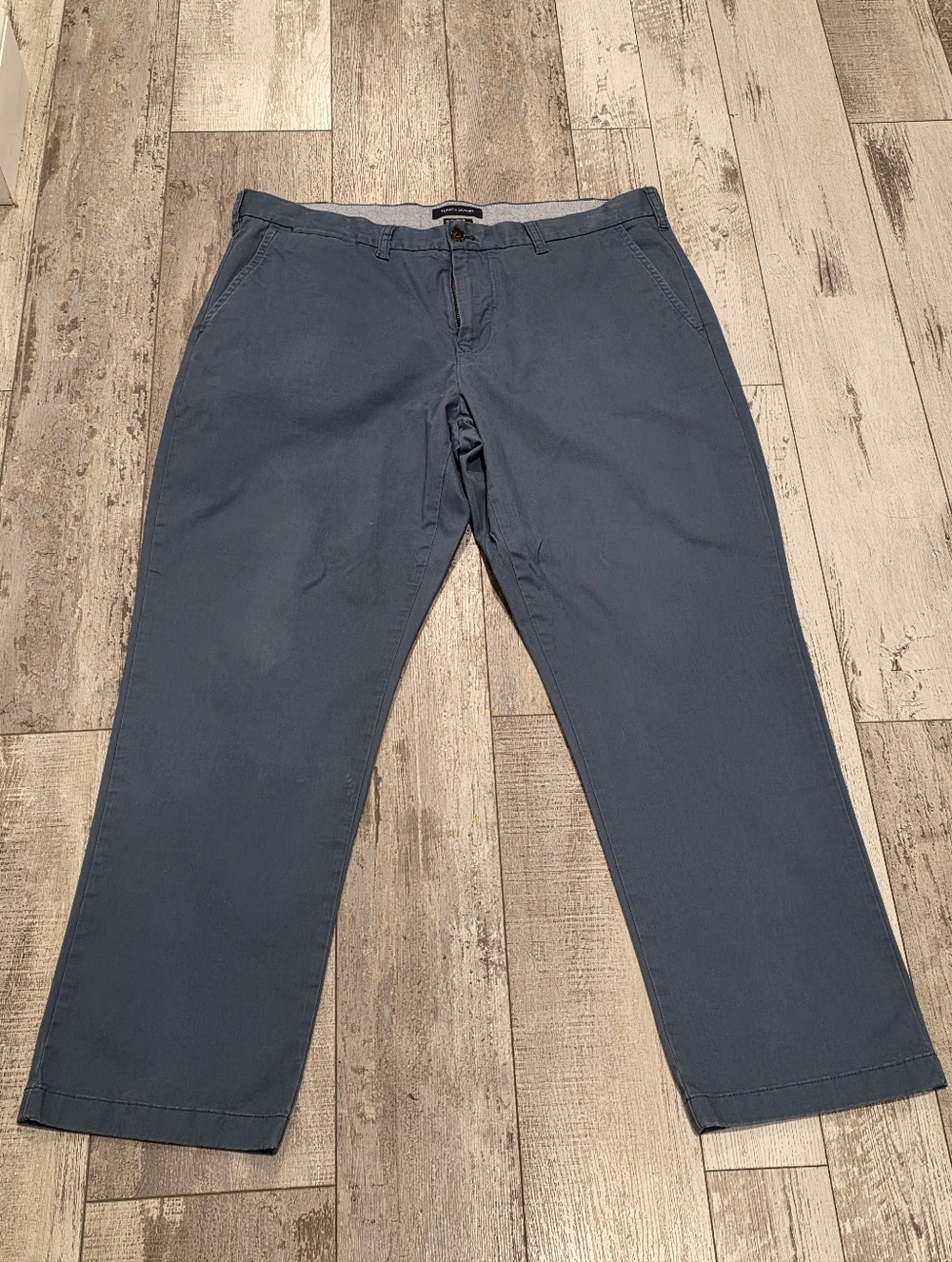 (38x30) Men's Tommy Hilfiger Casual Pants Khaki Blue Cotton Flex Fit Flat Front